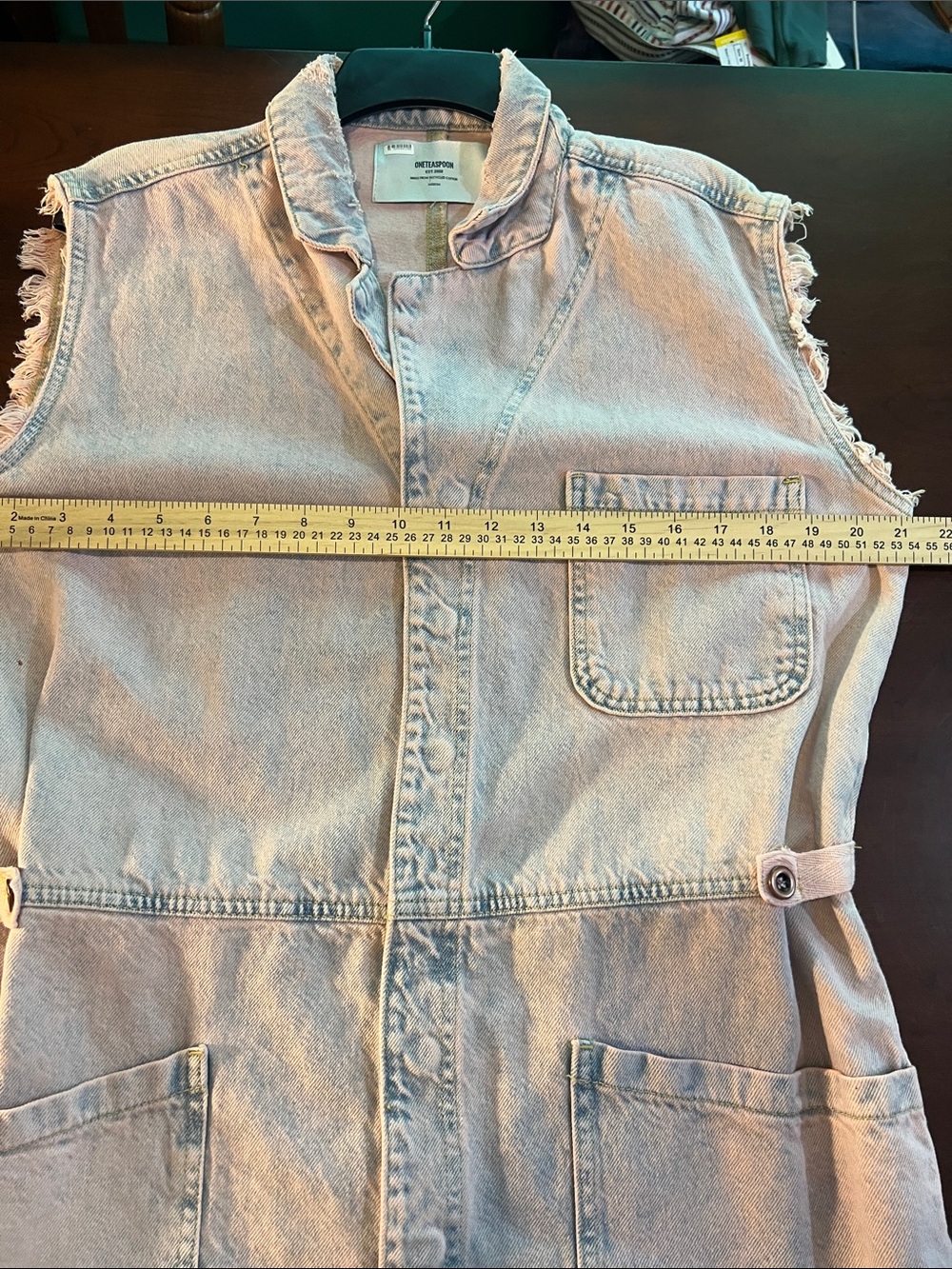 One Teaspoon Light Pink Distressed Denim Romper - Picture 3 of 8